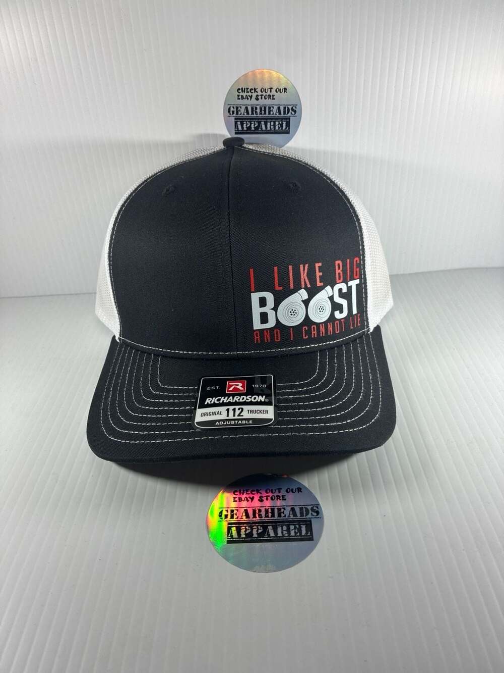 Richardson 112 Trucker Hat Black w/ White Mesh, Snapback,